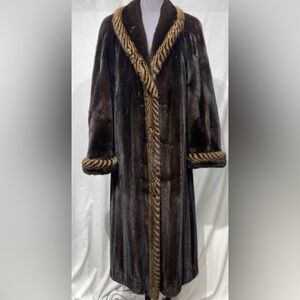 Pamela McCoy Faux Fur Full Length Coat Brown Long Women’s Plus Size XS